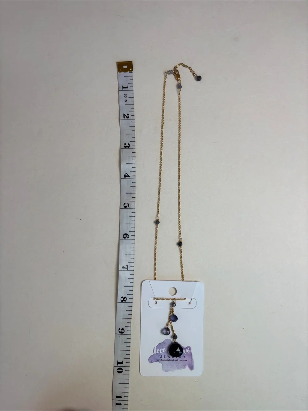 NEW Love & Above Jewelry Gold Tone Y Necklace Purple Crystal Drop Necklace